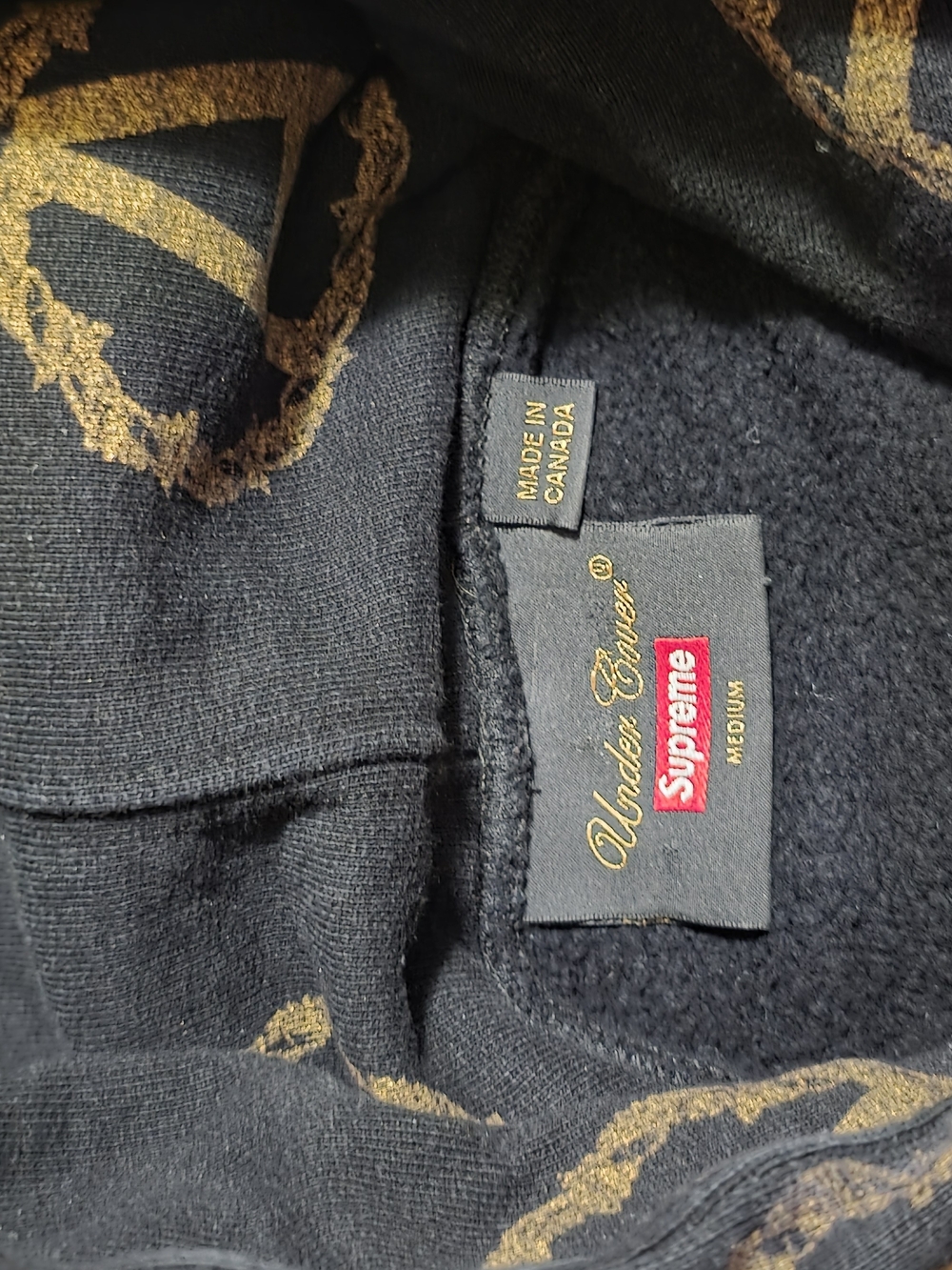 Supreme x Undercover Black Hoodie with Gold Print - Medium